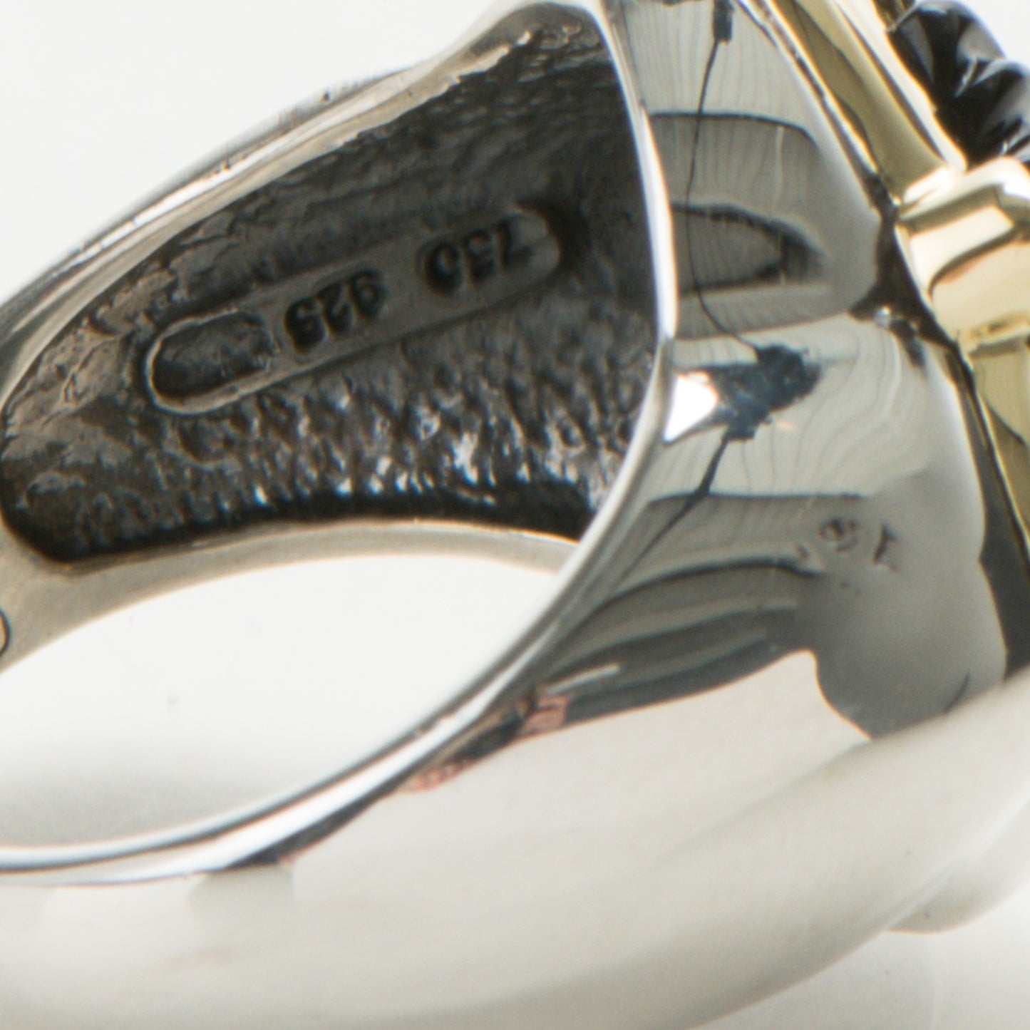 Sterling Silver 18K Yellow Gold Ruby Black Onyx 14mm Quatrefoil Ring 6.75