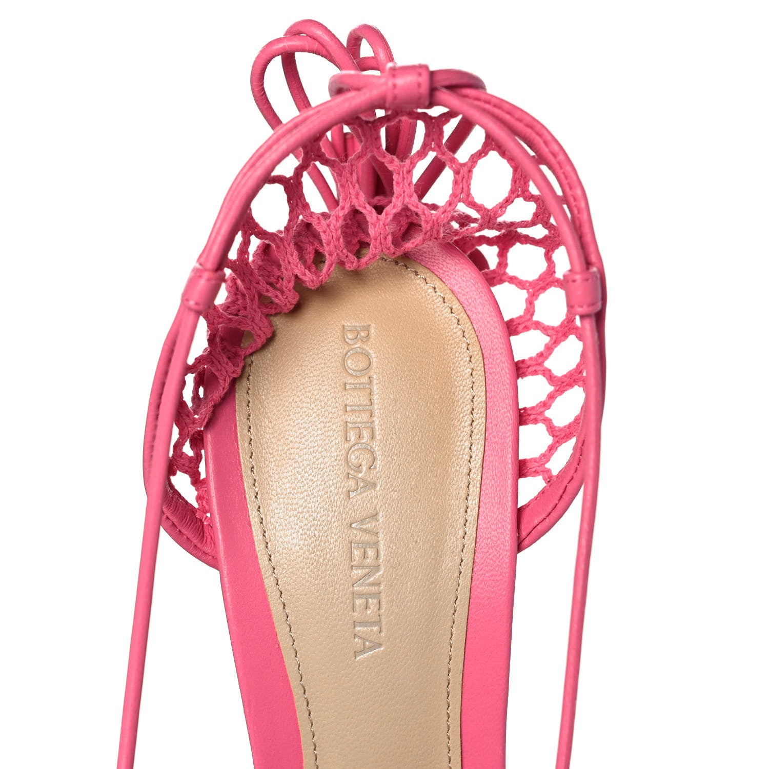 Bottega Veneta Mesh Nappa Stretch Ankle Tie 90mm Sandals 38.5 Azalea 7 of 8