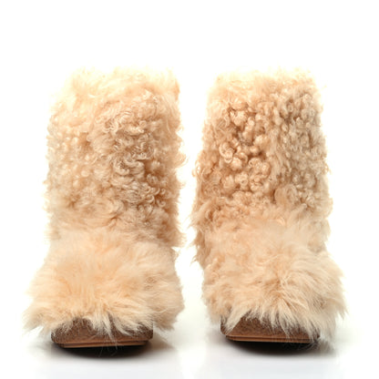 Saint Laurent Shearling Boots 39 Beige 2 of 7