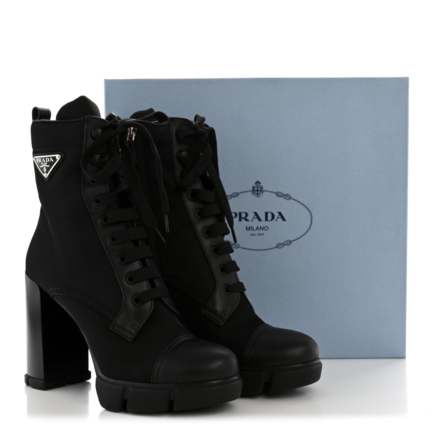 Spazzolato Re-Nylon Metal Triangle Logo 110mm Ankle Boots 40 Black