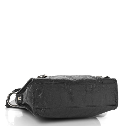 Balenciaga Agneau Classic Silver Hardware Mini City Logo Strap Gris Fossile White 4 of 9