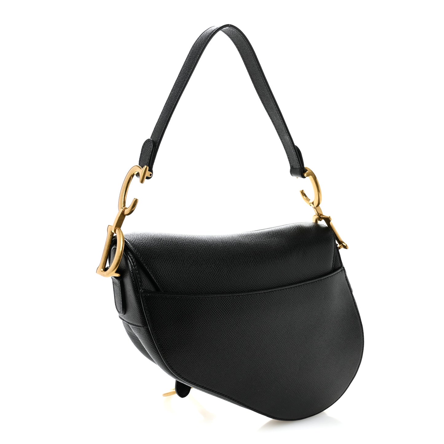 Grained Calfskin Saddle Bag Black