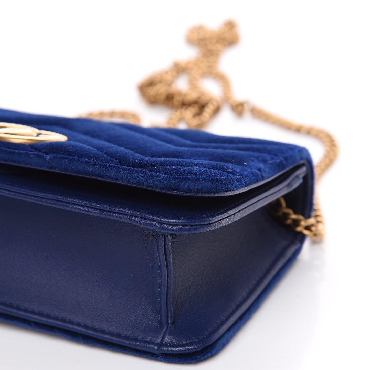 Velvet Matelasse GG Marmont Mini Bag Cobalt Blue