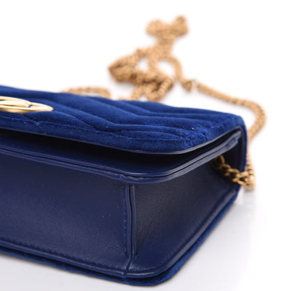 Gucci Velvet Matelasse GG Marmont Mini Bag Cobalt Blue 7 of 10
