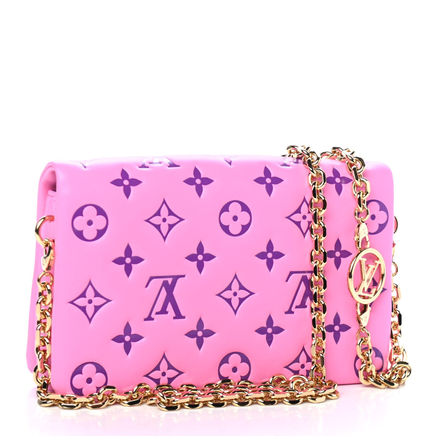 Lambskin Embossed Monogram Vuittamins Pochette Coussin Rose Violet