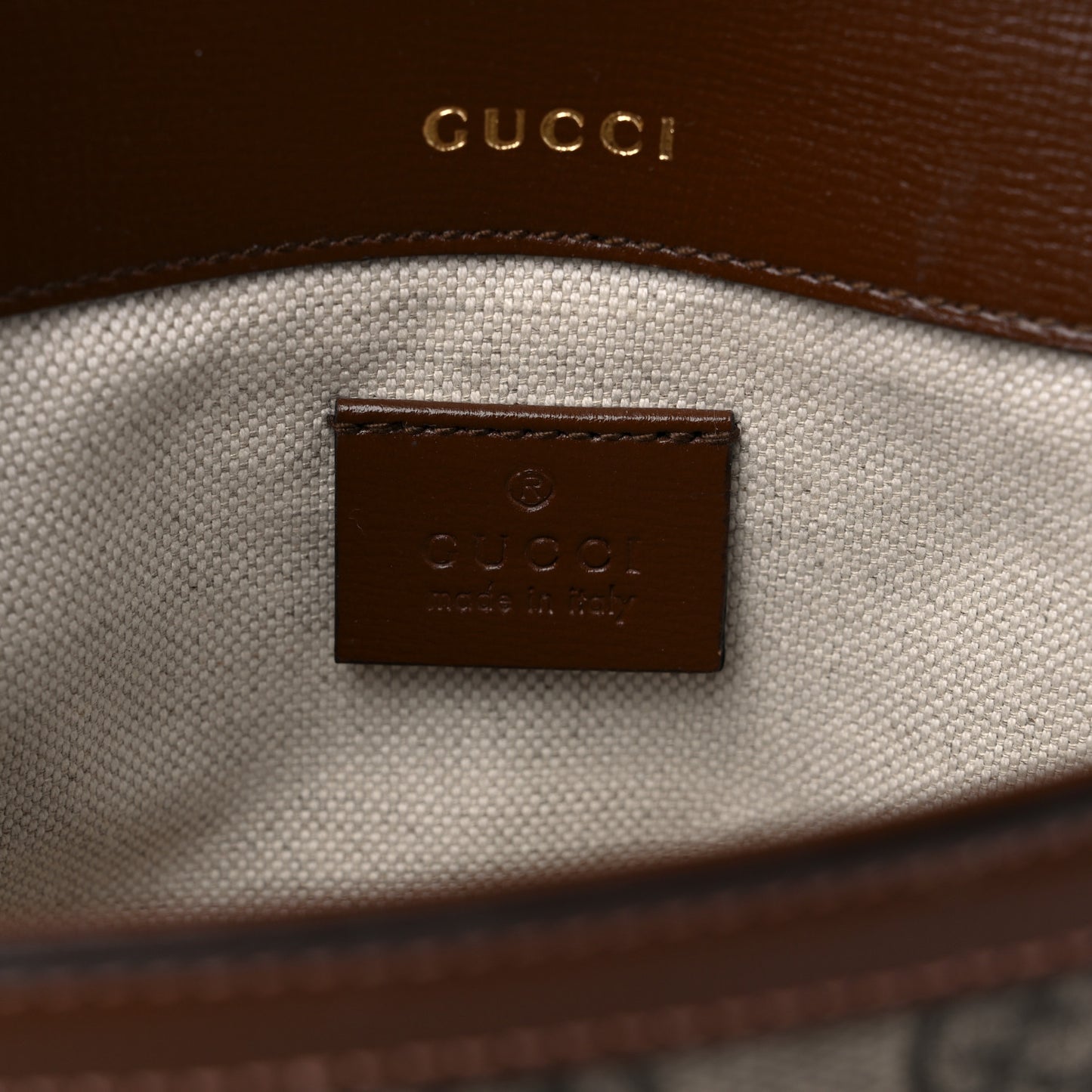 GG Supreme Monogram Web Mini Horsebit 1955 Shoulder Bag Beige Brown Sugar