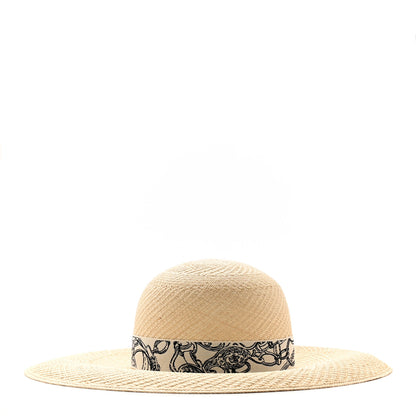 Hermes Straw Brides De Gala Panama Carrousel Hat 56 Naturel Ecru Black 4 of 10