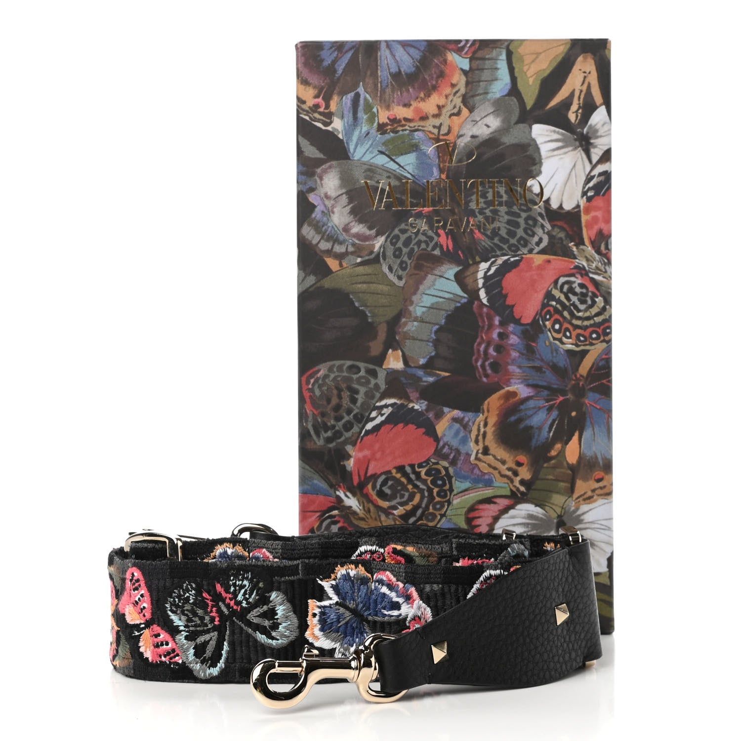 Valentino Garavani Canvas Camubutterfly Rockstud Guitar Strap Multicolor 5 of 5