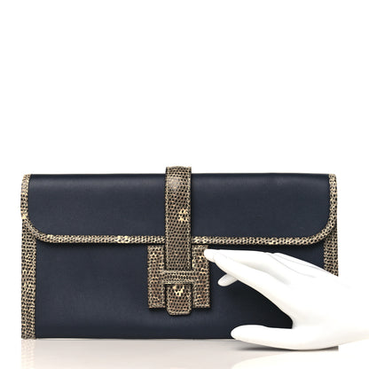 Hermes Swift Lizard Jige Elan Touch 29 Clutch Bleu Nuit Ombre 2 of 9
