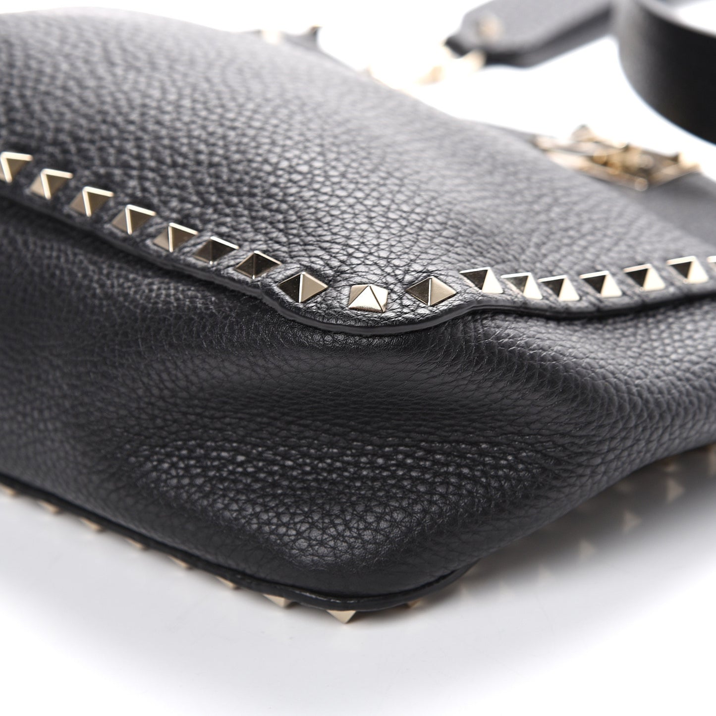 Pebbled Calfskin Small Rockstud Flip-Lock Messenger Bag Black
