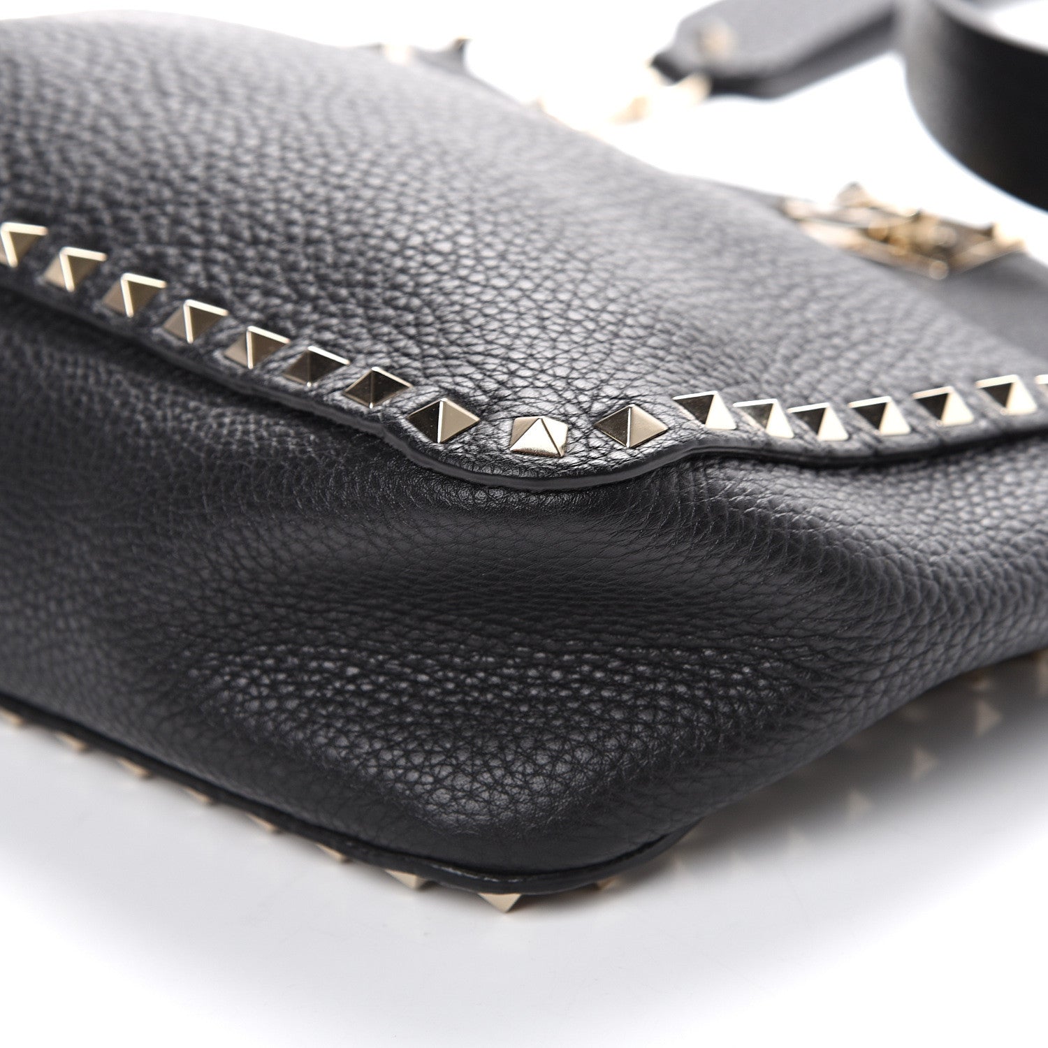 Valentino Garavani Pebbled Calfskin Small Rockstud Flip-Lock Messenger Bag Black 7 of 8