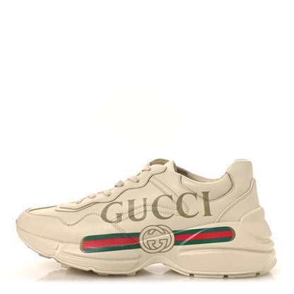 Gucci Calfskin Logo Womens Rhyton Sneakers 41 Ivory 1 of 14