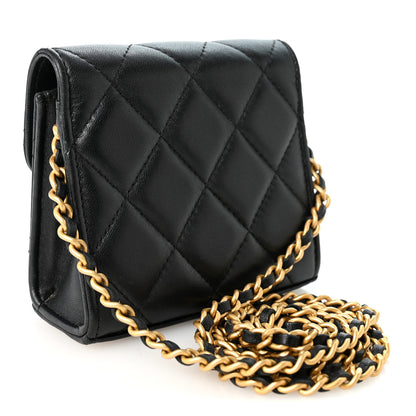 Chanel Lambskin Plexiglass Quilted Coco Love Clutch With Chain Black 3 of 11