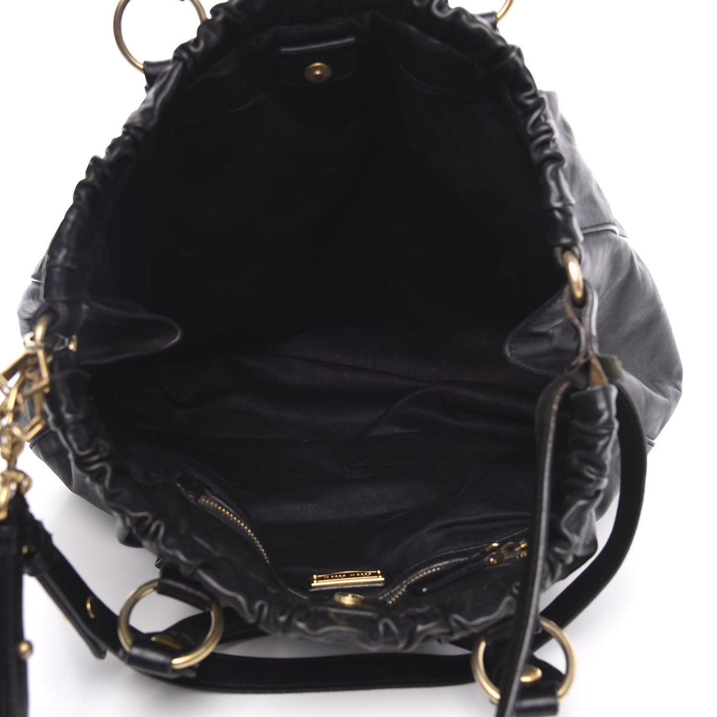 Vitello Lux Gathered Tote Black