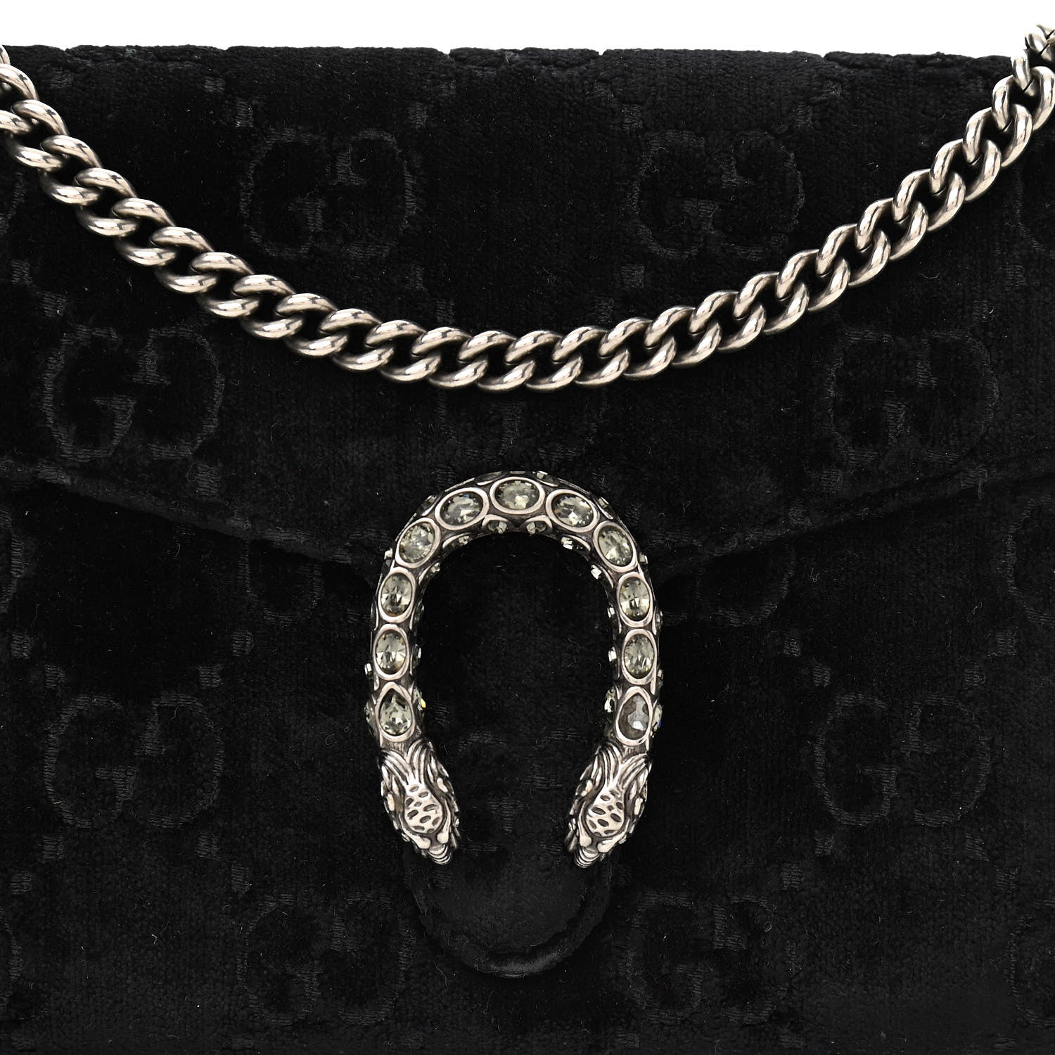 Gucci Velvet GG Monogram Mini Dionysus Chain Wallet Black 8 of 15