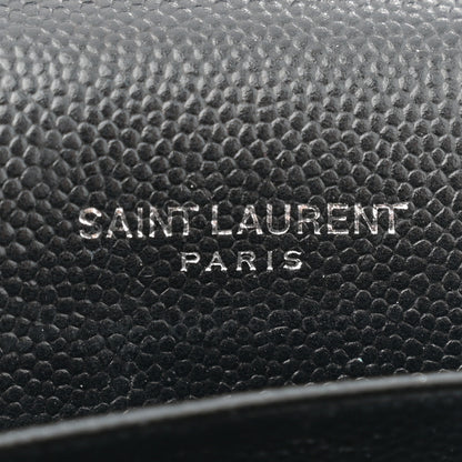 Saint Laurent Grain De Poudre Matelasse Chevron Monogram Monochrome Chain Wallet Black 7 of 15