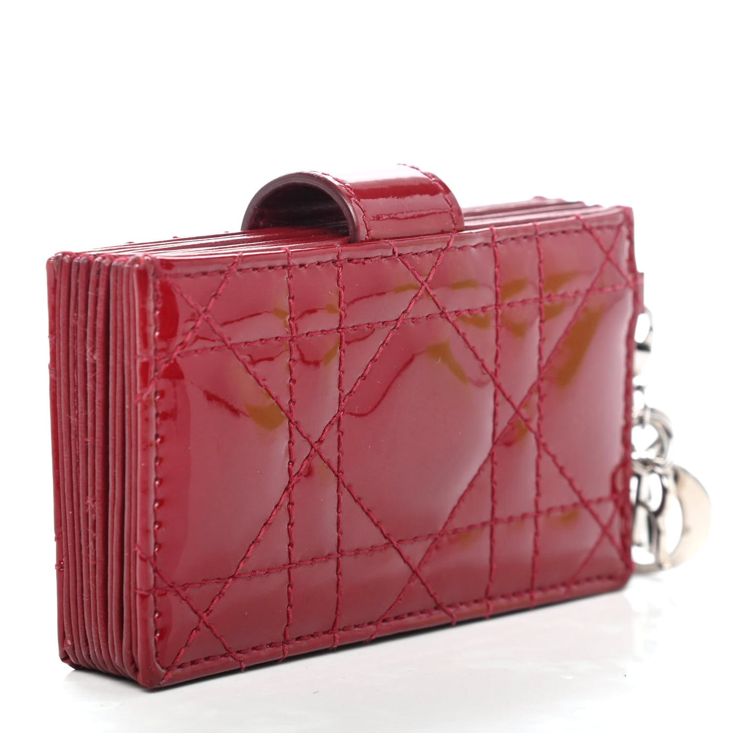 Patent Cannage Lady Dior 5-Gusset Card Holder Scarlet