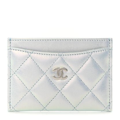 Chanel Iridescent Calfskin Quilted Card Holder Light Blue 1 of 9