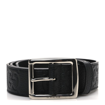 Gucci Piuma Calfskin Jumbo GG Embossed 35mm Belt 80 32 Black 1 of 5