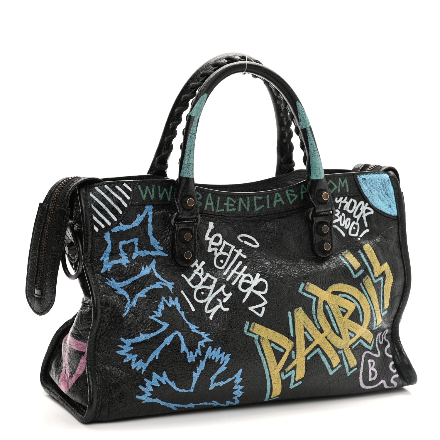 Balenciaga Agneau Graffiti All Over Classic Hardware S City Black Multicolor 3 of 10