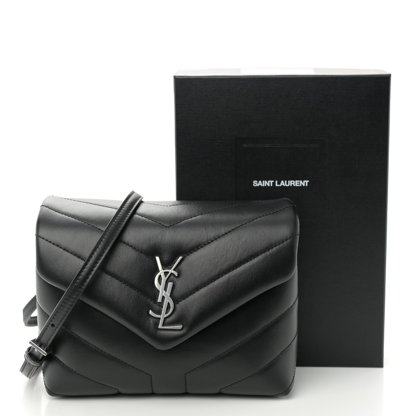 Calfskin Y Quilted Monogram Toy Loulou Crossbody Bag Black