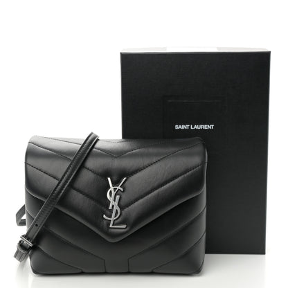 Saint Laurent Calfskin Y Quilted Monogram Toy Loulou Crossbody Bag Black 10 of 10