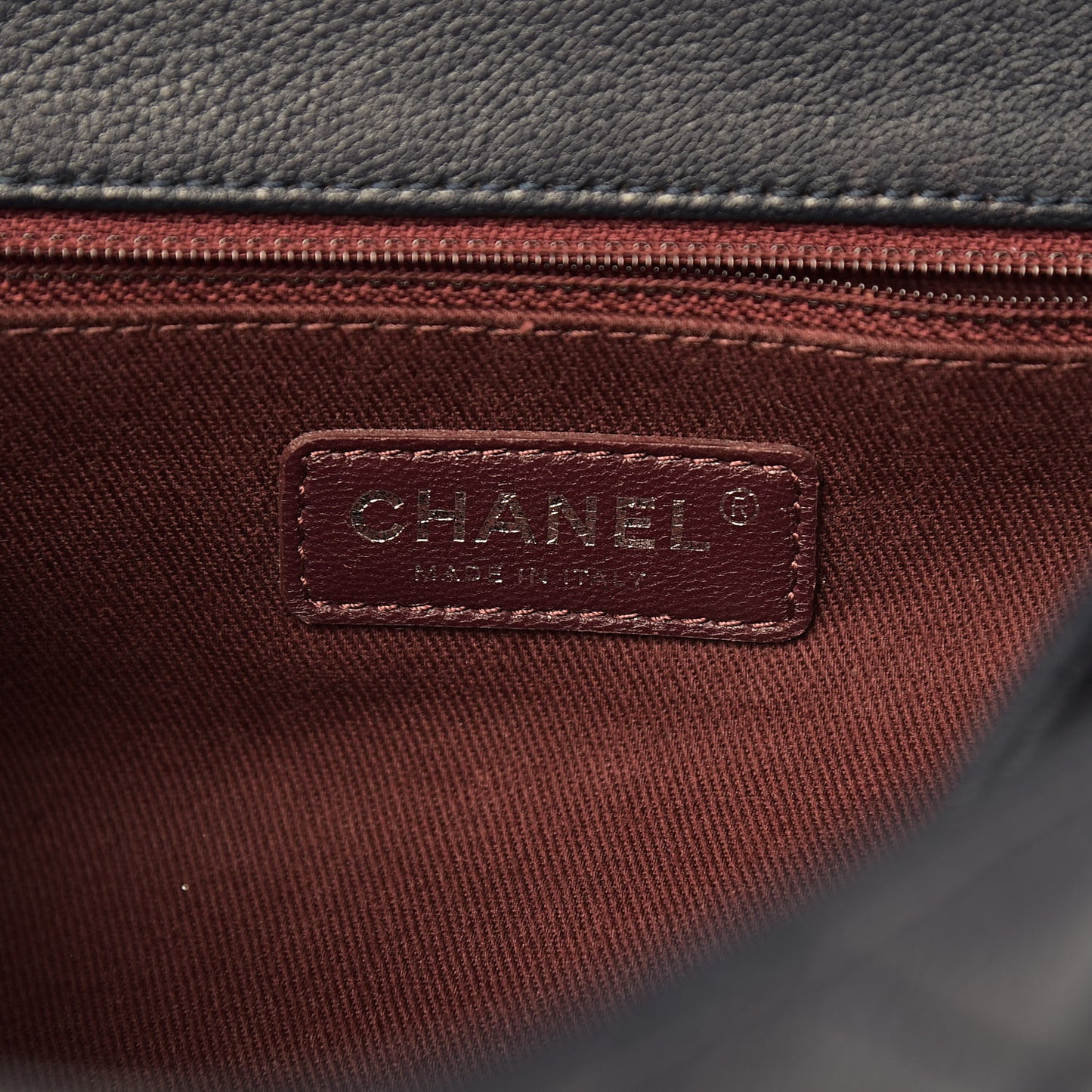 Goatskin Quilted Large Perfect Edge Flap Navy