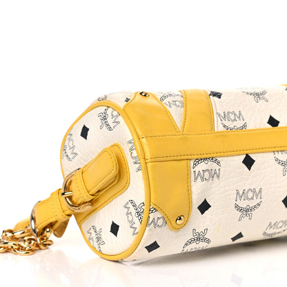 MCM Visetos Barrel Bag White Yellow 8 of 23