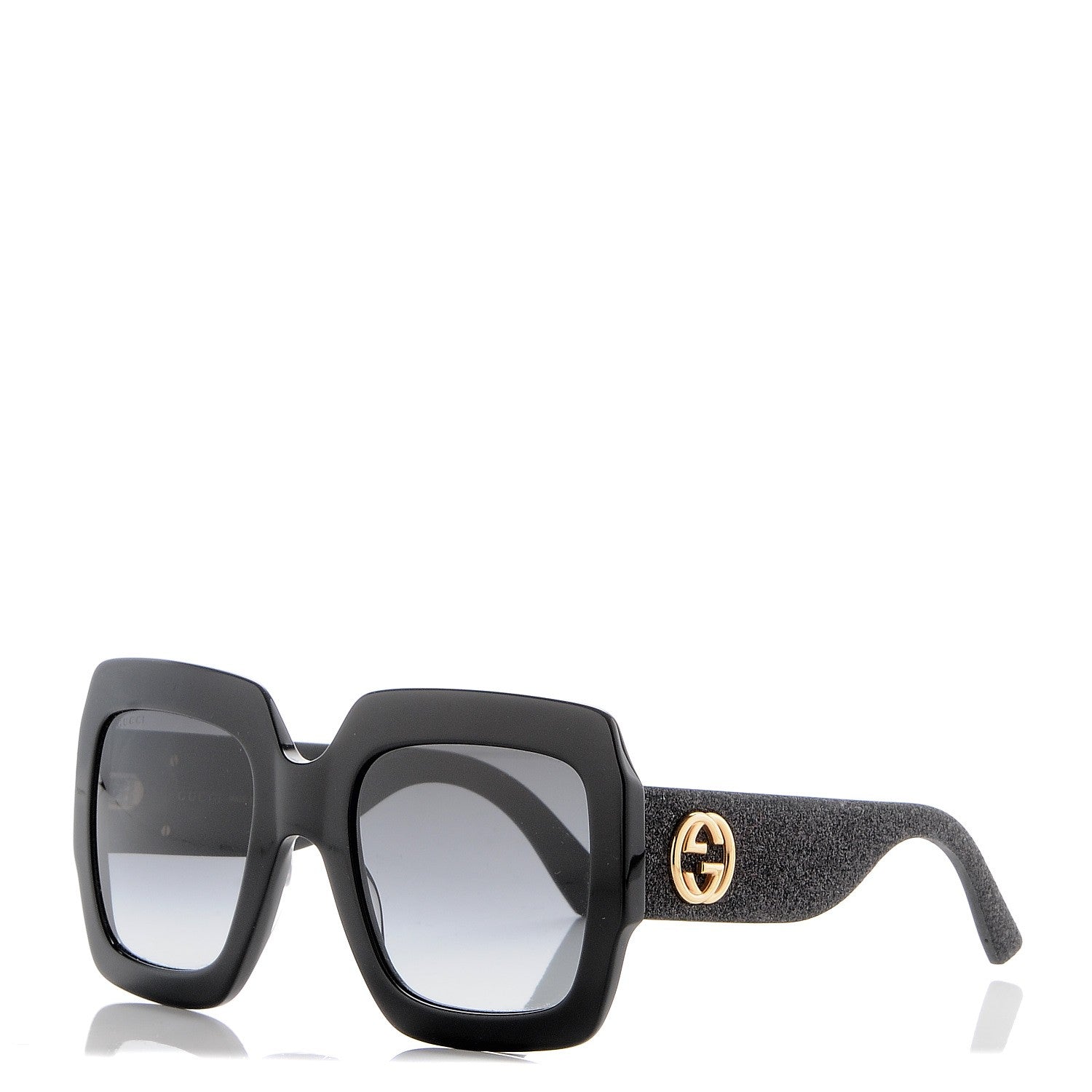 Gucci Square Frame GG0102S Sunglasses Glitter Black 1 of 9