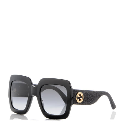 Gucci Square Frame GG0102S Sunglasses Glitter Black 1 of 9