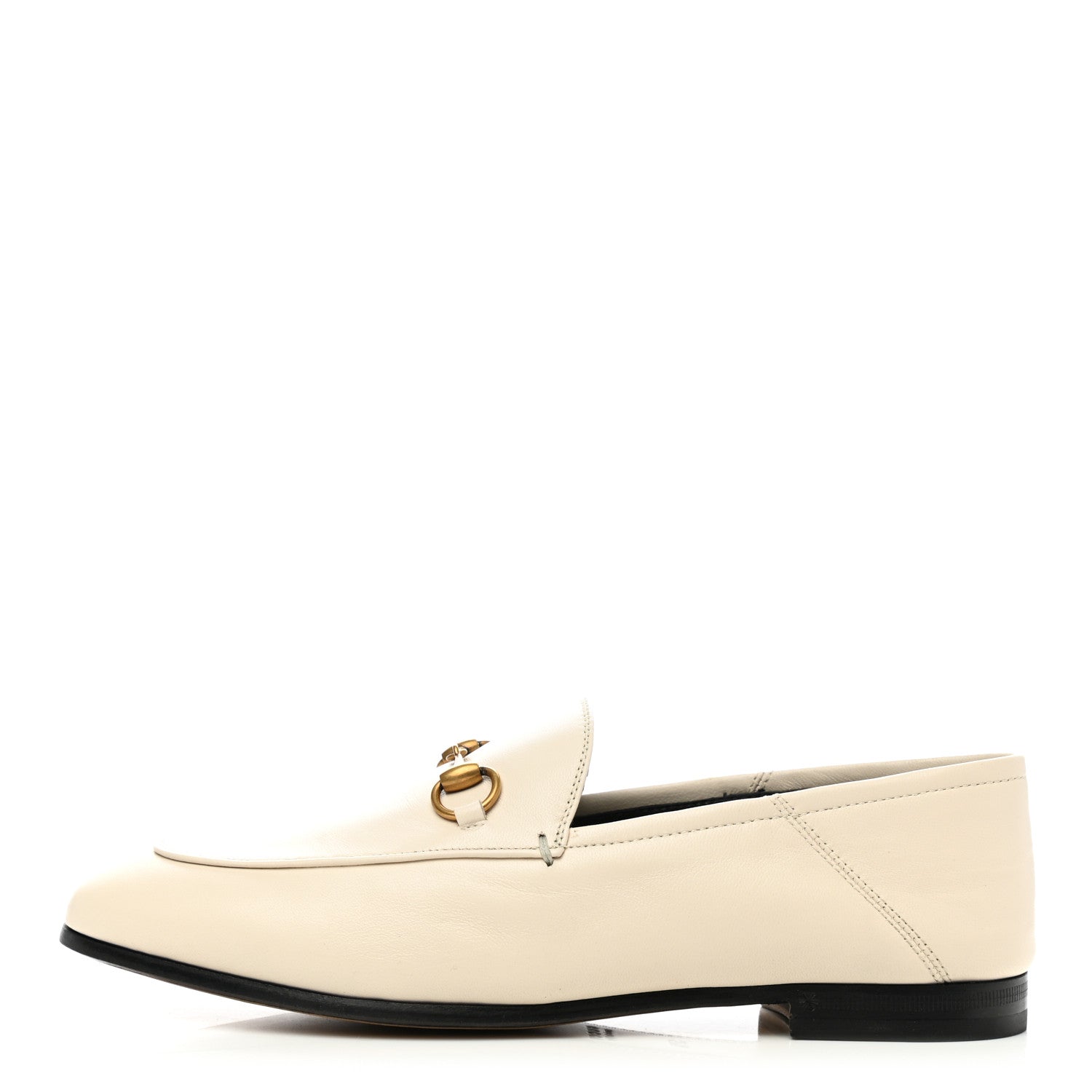Gucci Lambskin Womens Brixton Horsebit Loafers 37.5 Mystic White 1 of 9