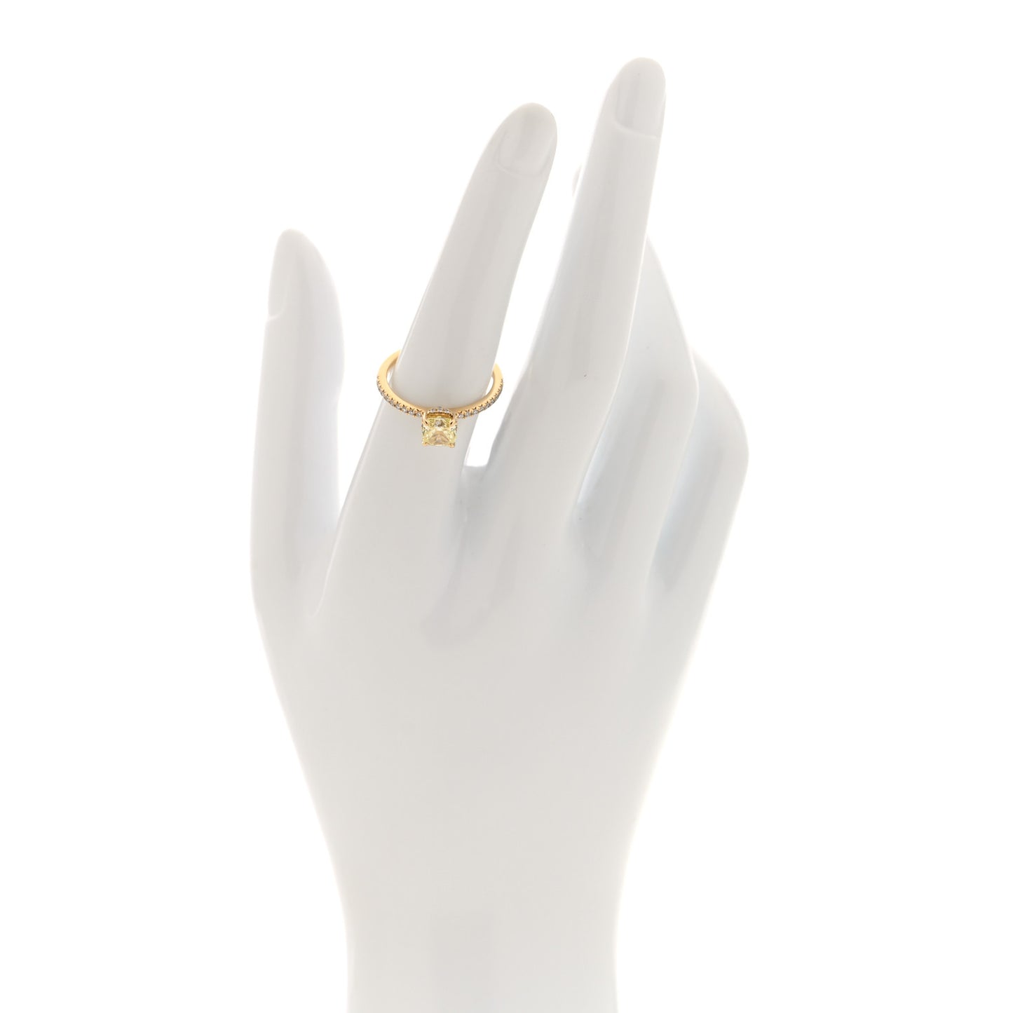 18K Yellow Gold Fancy Yellow Diamond 1.07ct Novo Cushion Cut Engagement Ring 54 6.75
