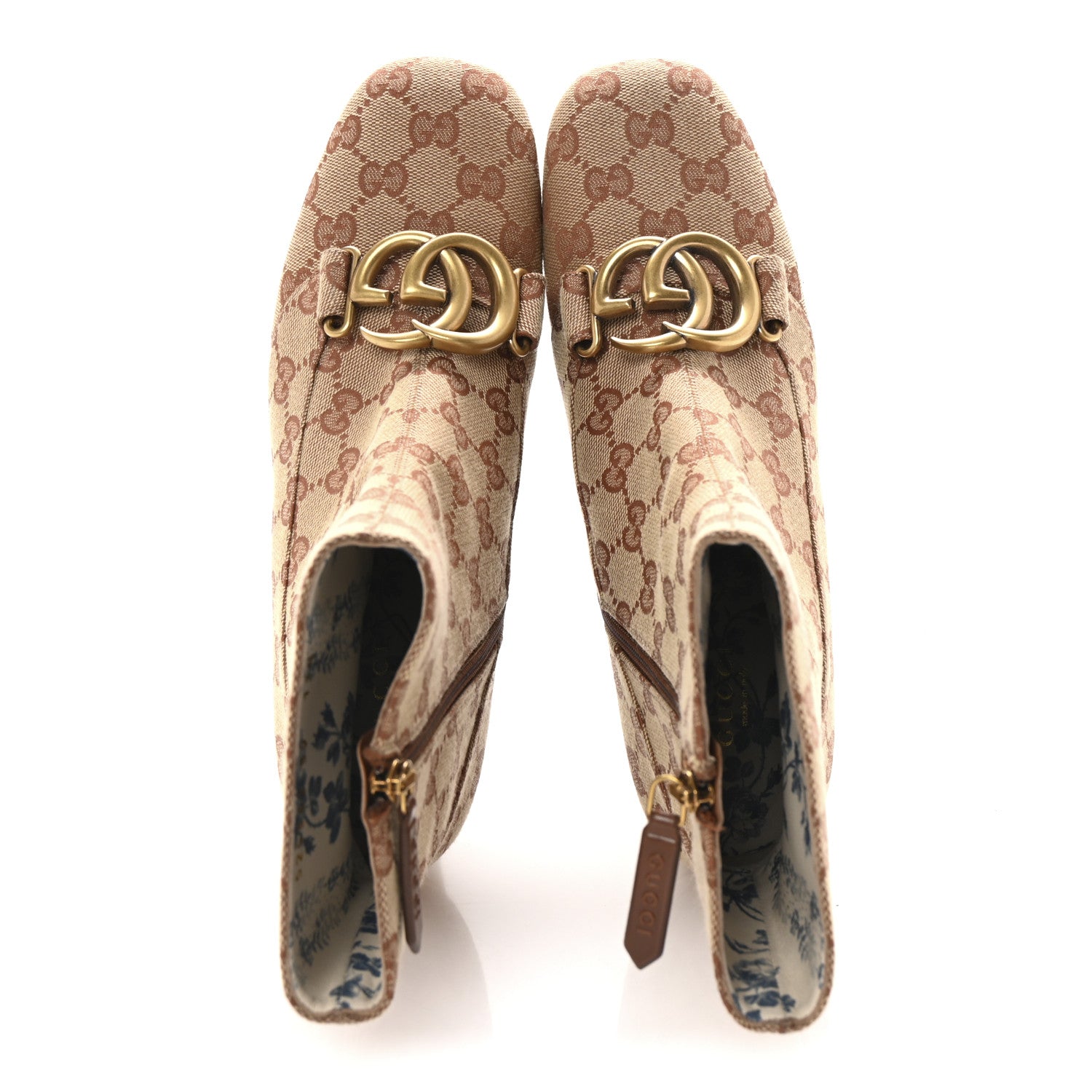 Gucci Monogram Malaga Kid GG Victoire 55mm Ankle Boots 39 Beige Ruggine Rust 2 of 9