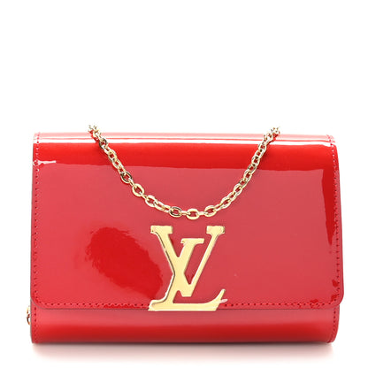 Louis Vuitton Patent Calfskin Chain Louise PM Rouge 1 of 9