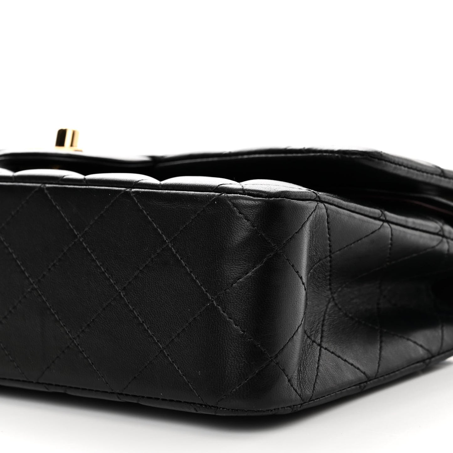 Lambskin Quilted Medium Double Flap Black