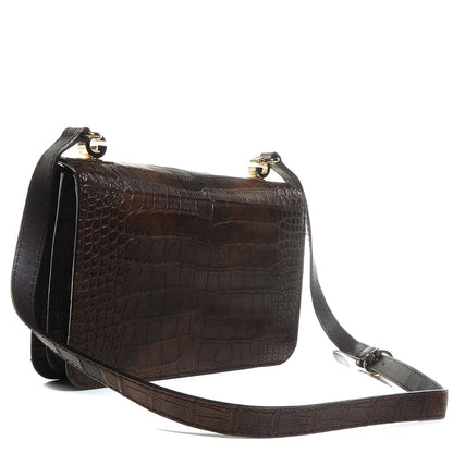 Gucci Washed Crocodile 1973 Medium Top Handle Bag Brown 4 of 10