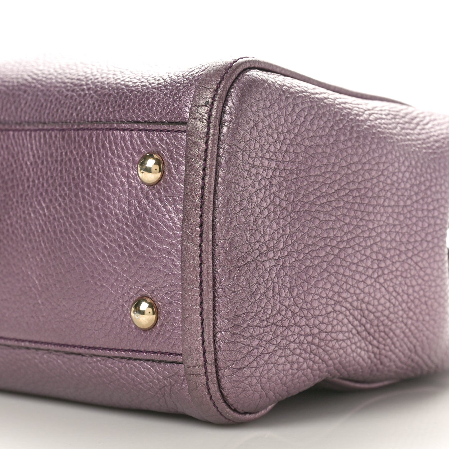 Metallic Pebbled Calfskin Small Soho Shoulder Bag Purple