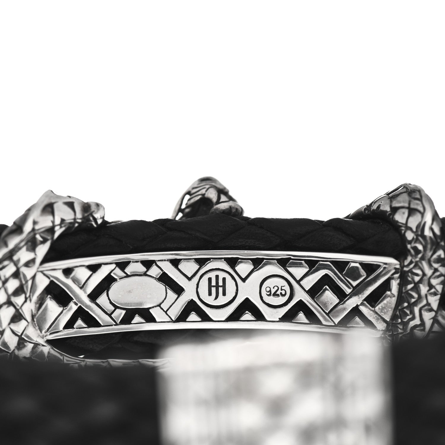 John Hardy Sterling Silver Leather Naga Dragon Bracelet Black 4 of 4