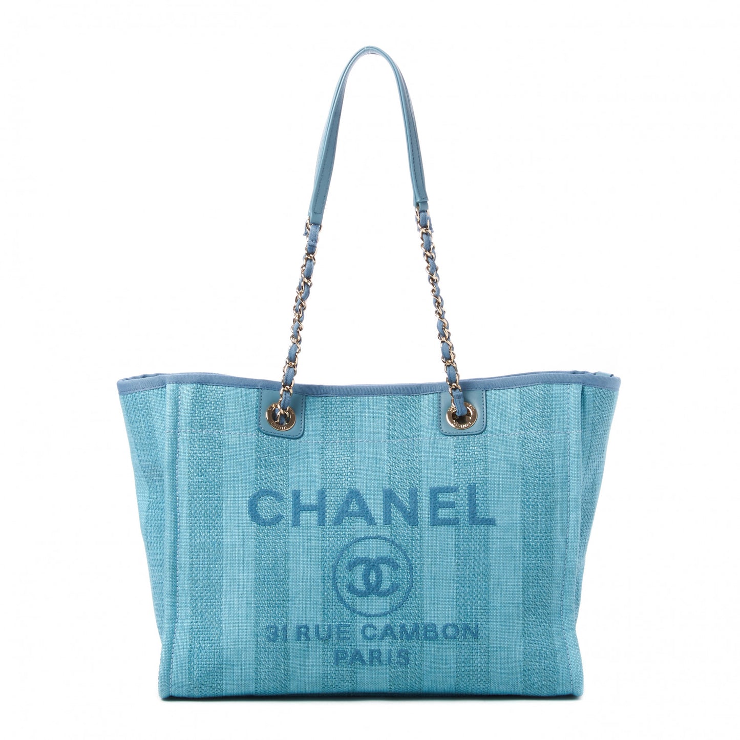 Mixed Fibers Striped Small Deauville Tote Blue