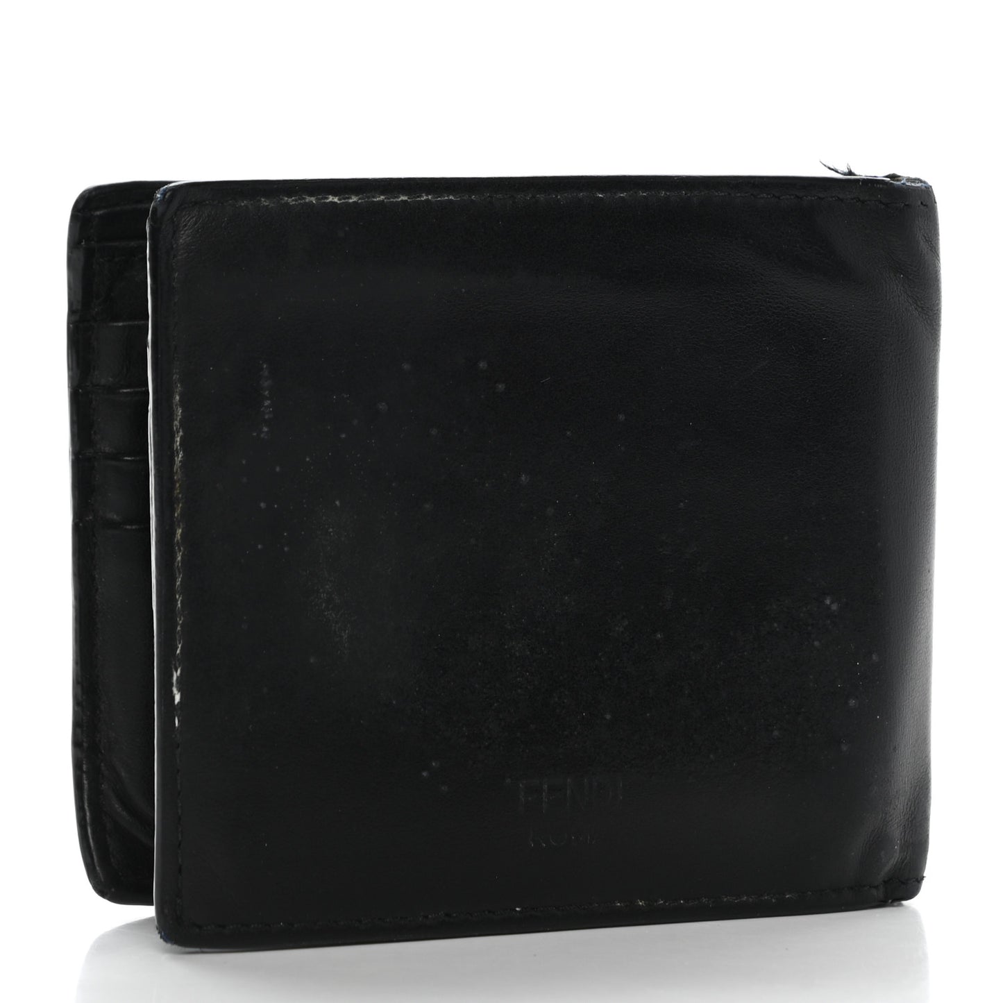 Vitello Century Metal Monster Eyes Bi-Fold Wallet Black