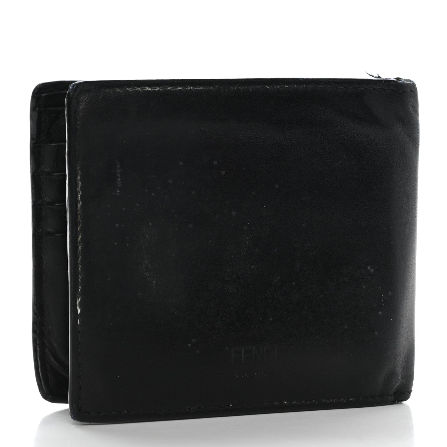 Fendi Vitello Century Metal Monster Eyes Bi-Fold Wallet Black 3 of 17