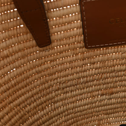 Celine Braided Raffia Calfskin Triomphe Small Panier Tan 11 of 12
