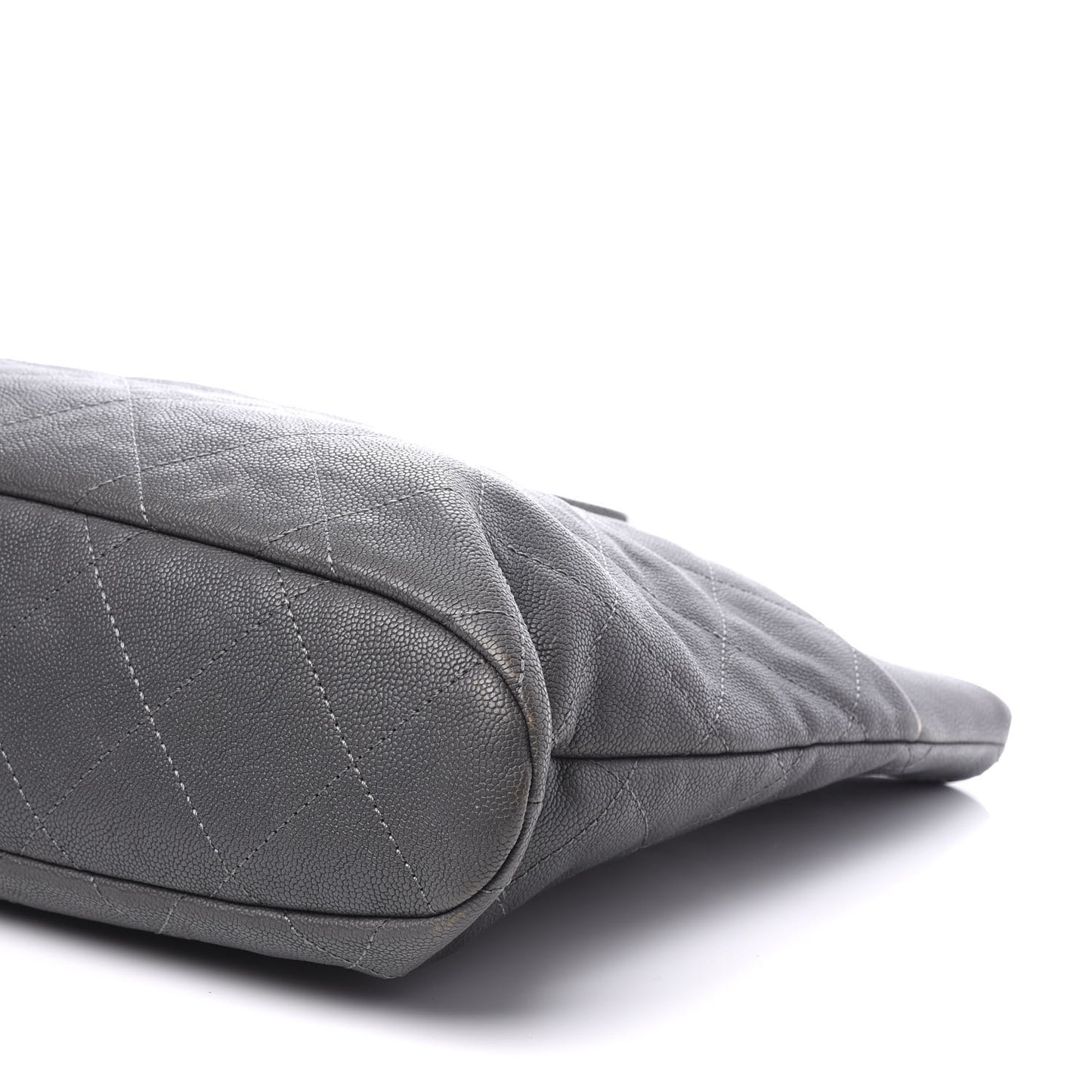 Caviar Quilted Shopping Tote Grey