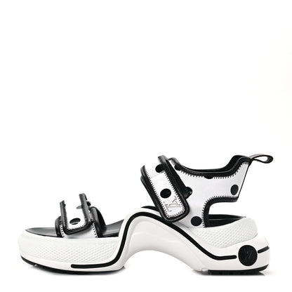 Louis Vuitton Satin Printed Polka Dot LV Archlight Sandal 40 Black White 1 of 7