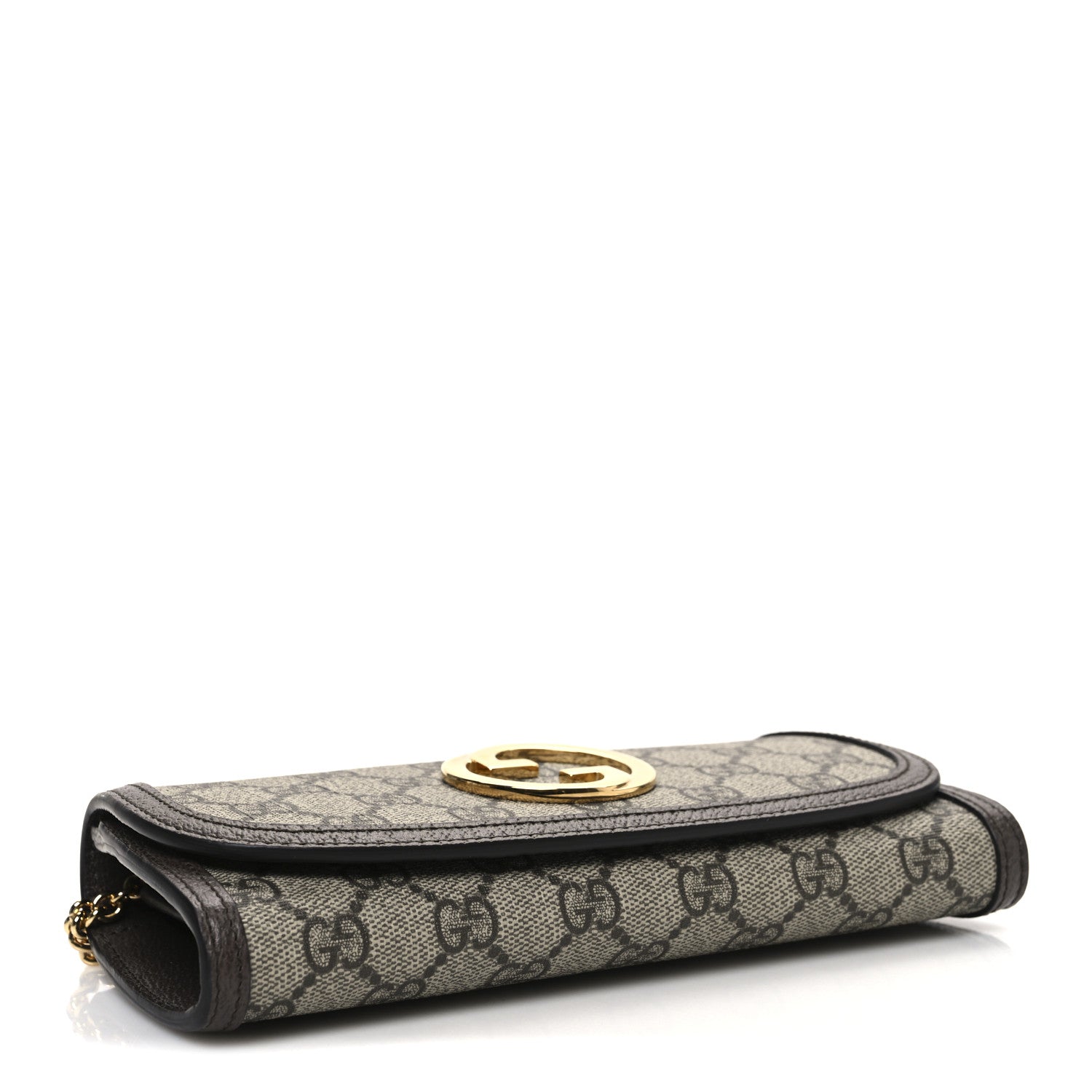 Gucci GG Supreme Monogram Textured Dollar Calfskin Blondie Continental Chain Wallet Beige Ebony New Acero 4 of 11