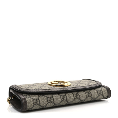 Gucci GG Supreme Monogram Textured Dollar Calfskin Blondie Continental Chain Wallet Beige Ebony New Acero 4 of 11