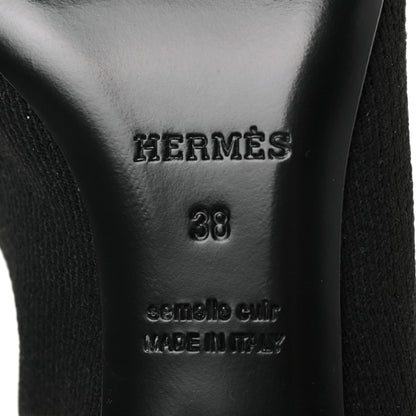 Hermes Knit Calfskin Volver Ankle Boots 38 Black 6 of 7