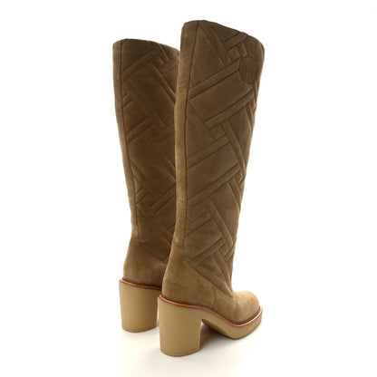 Hermes Suede Goatskin Quilted Fjord Boots 36.5 Beige Gobi 4 of 7