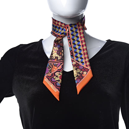 Hermes Silk Collections Imperiales Twilly Orange Fuchsia Black 2 of 5