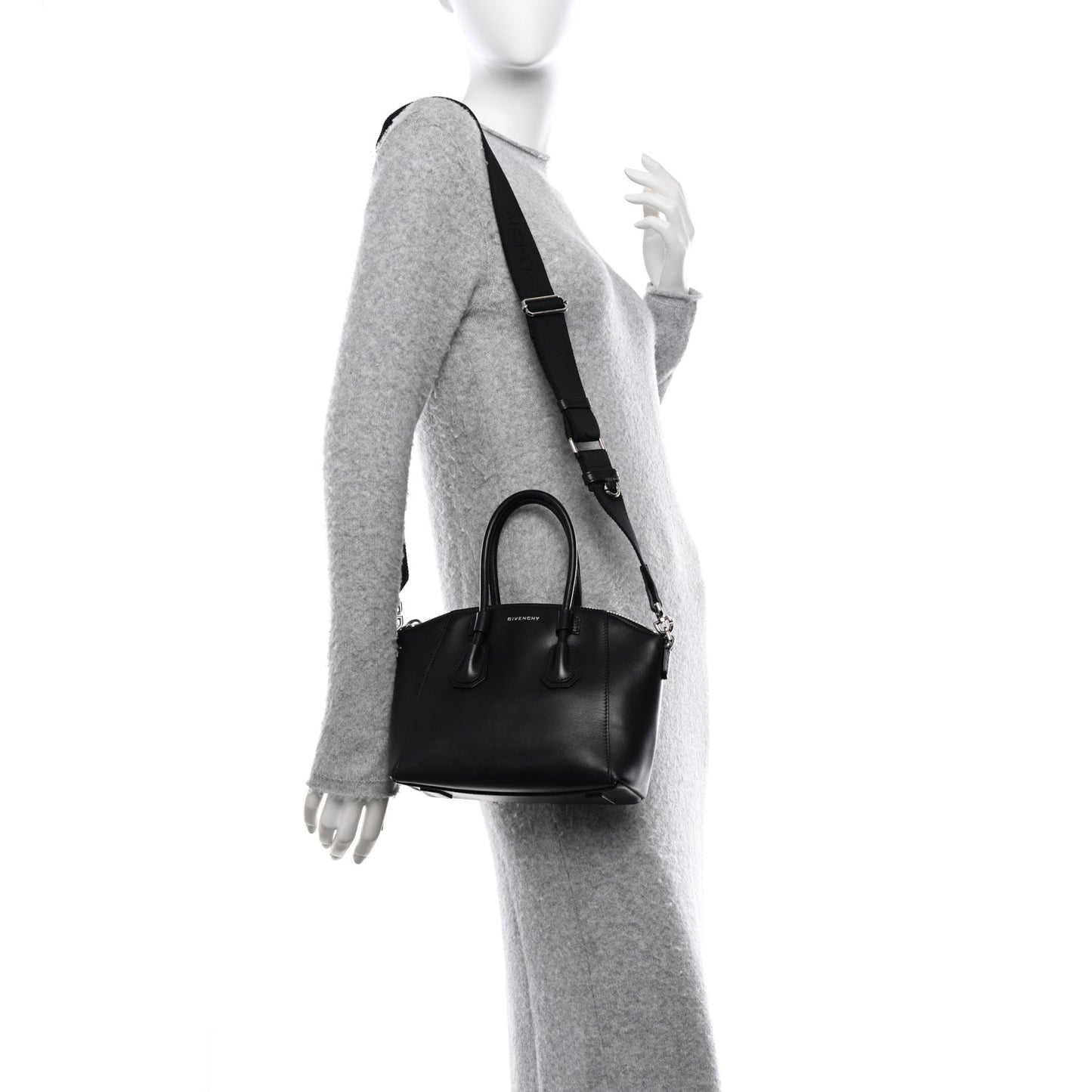 Box Calfskin Mini Sport Antigona Top Handle Bag Black